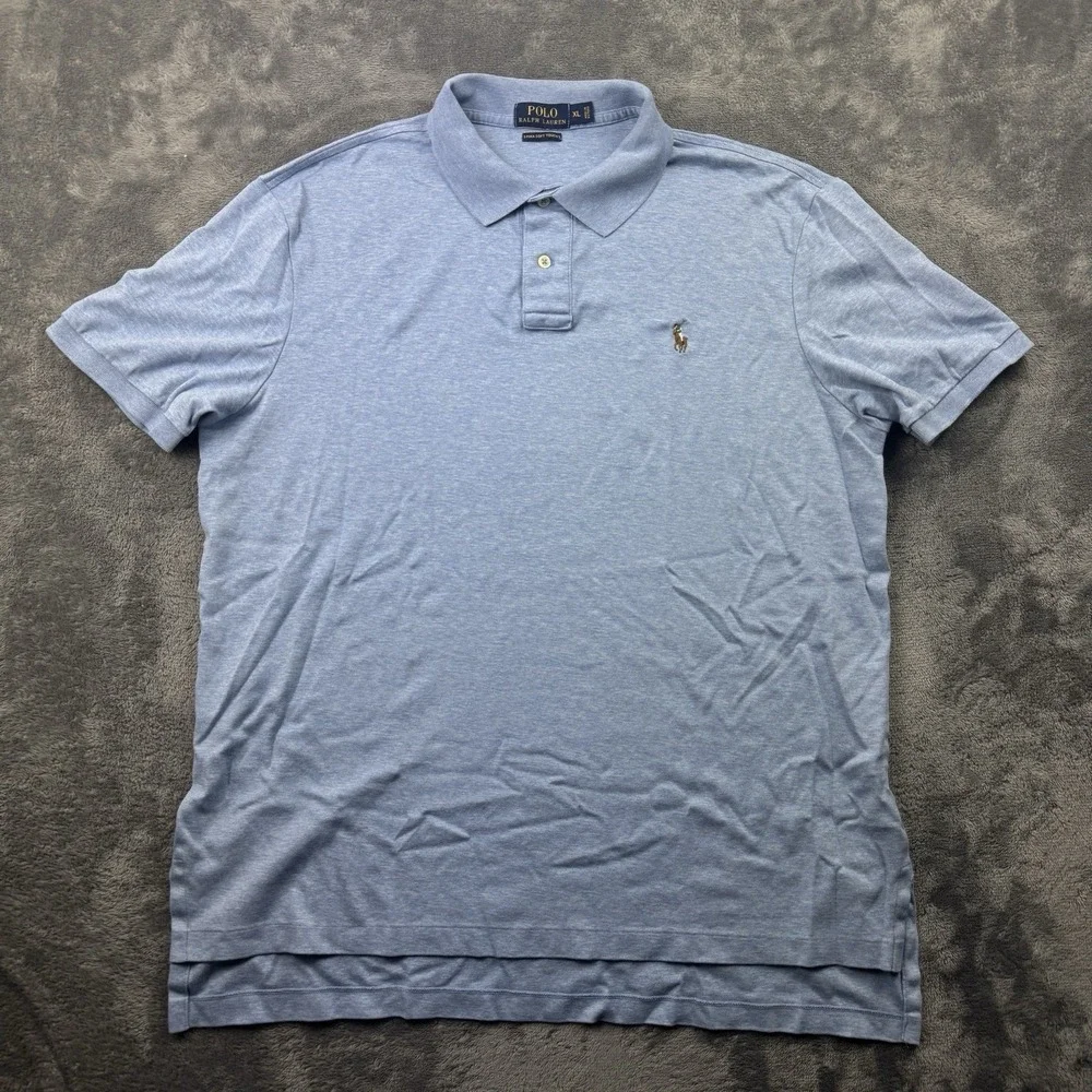 Polo Ralph Lauren Polo Shirt Mens XL Light Blue Pima Soft Touch Short Sleeve